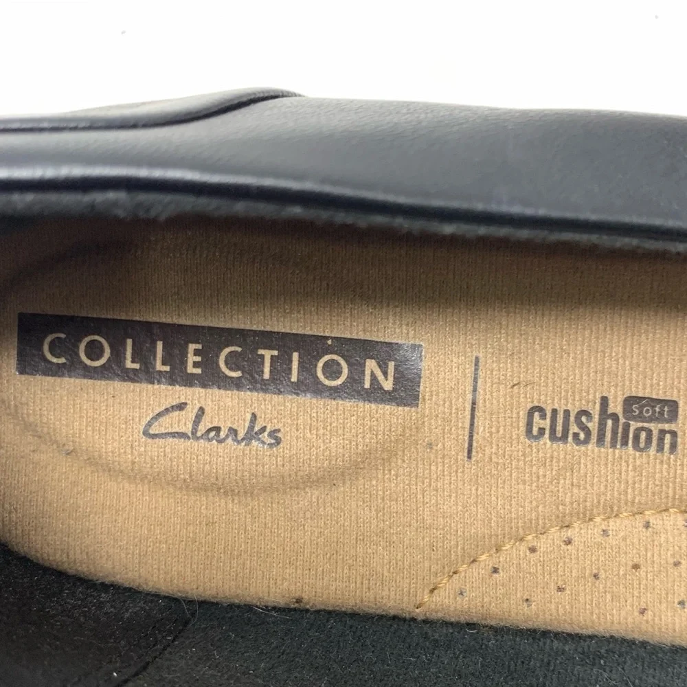 Clarks Kinzie Willow Textured Black Leather Loafers 8 Comfort Preppy Classic